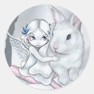 Rond Sticker "Lapin Neige"