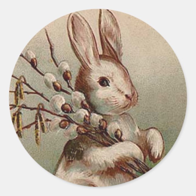 Rond Sticker lapin vintage de Pâques (Devant)