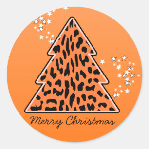Rond Sticker Leopard cheetah Christmas Tree