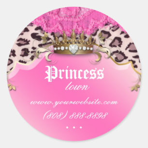 Rond Sticker Leopard de mode Bijoux Couronne rose 2