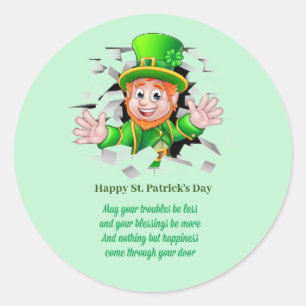 Rond Sticker leprechaun de la Saint Patrick