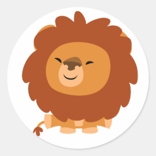 Rond Sticker Lion Cartoon Cute Croustillant