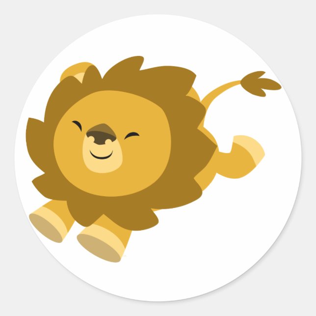 Rond Sticker Lion Cartoon Ecstatic (Devant)