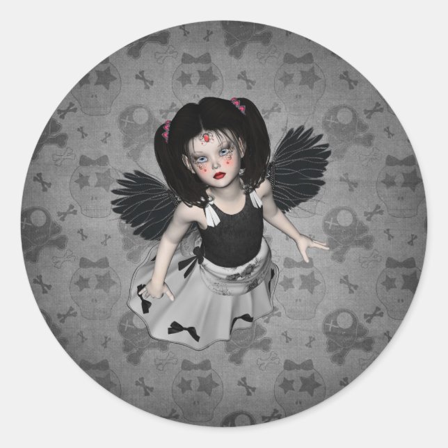 Rond Sticker Little Goth Angel (Devant)