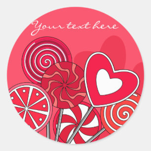 Rond Sticker Lollipop rouge