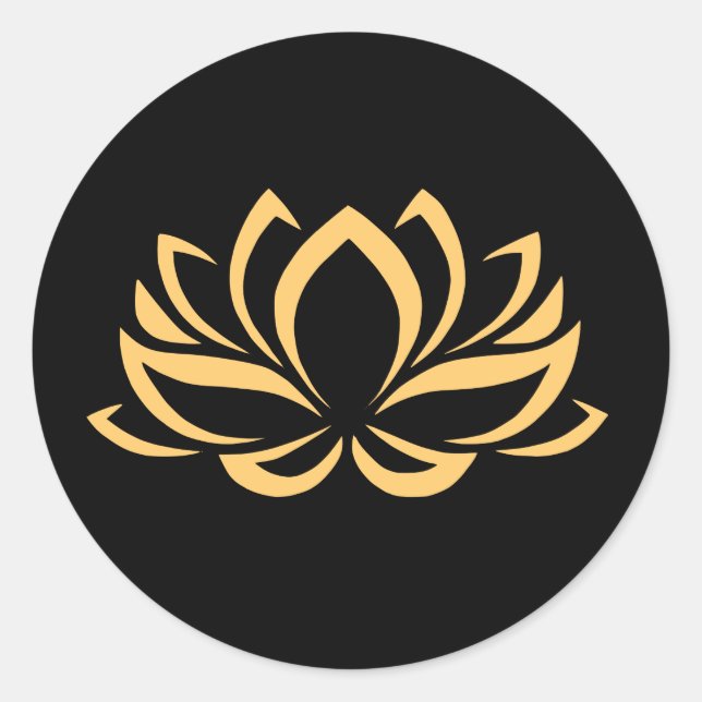 Rond Sticker Lotus noir et or (Devant)