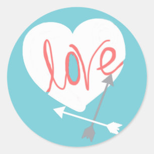 Rond Sticker Love Heart Flèches