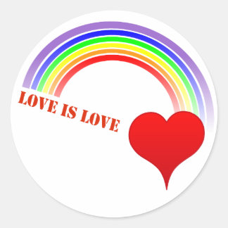 Rond Sticker LOVE IS LOVE Rainbow Heart design