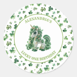 Rond Sticker Lucky One Unicorn