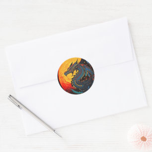 Rond Sticker Lune Dragon Regal - Mythic Power!