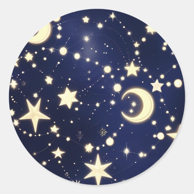 Rond Sticker – Luxury Velvet Navy Celestial Moon (Devant)