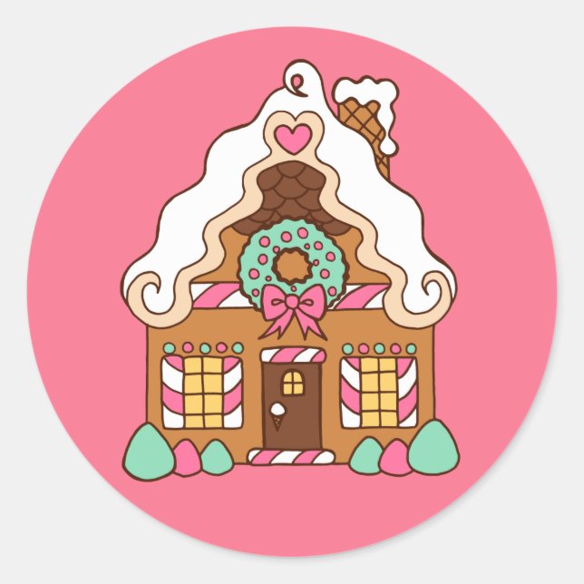 Rond Sticker Maison en pain d'épice (Devant)