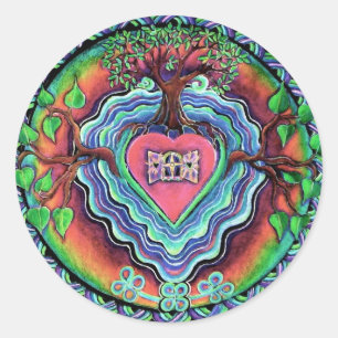 Rond Sticker Mandala au coeur