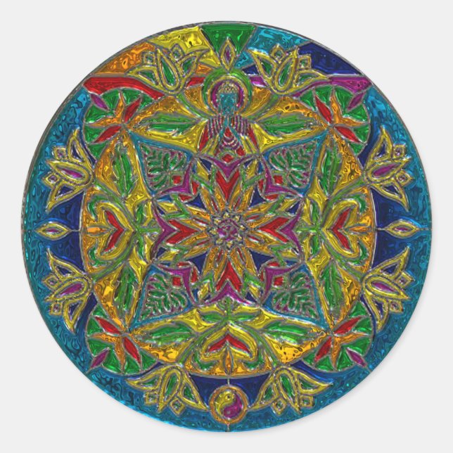 Rond Sticker Mandala coloré Artsy (Devant)