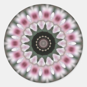 Rond Sticker Mandala Doux Rose