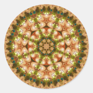 Rond Sticker Mandala Géométrique Earthy Pastel