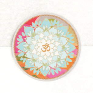 Rond Sticker Mandala Lotus Flower et Om Symbole