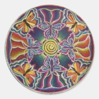 Rond Sticker Mandala Papillon