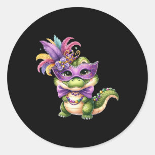 Rond Sticker Mardi Gras Gator