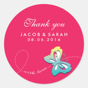 Rond Sticker Mariage à bouton rose chaud