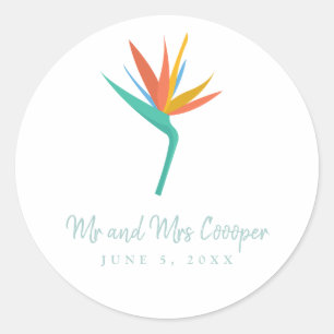 Rond Sticker Mariage à fleurs tropicales Oiseau du Para