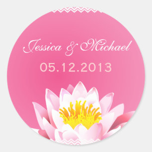 Rond Sticker Mariage à lotus rose classique