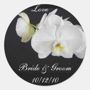 Rond Sticker Mariage à orchidée blanche