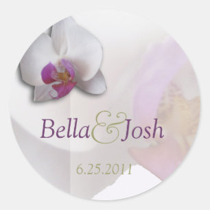 Rond Sticker Mariage à orchidée rose