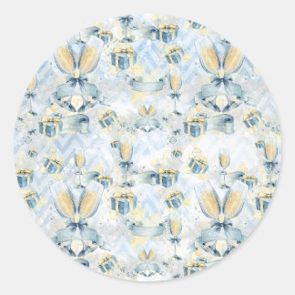 Rond Sticker mariage avec Champaigne et Présents