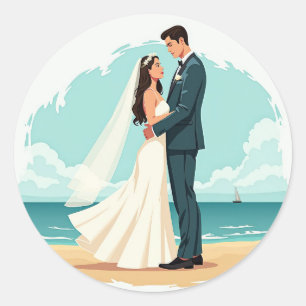 Rond Sticker Mariage Bliss Beached