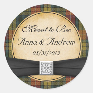 Rond Sticker Mariage celte écossais Buchanan Tartan