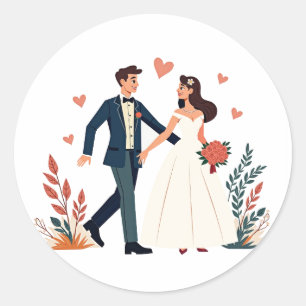 Rond Sticker mariage Couple Romance