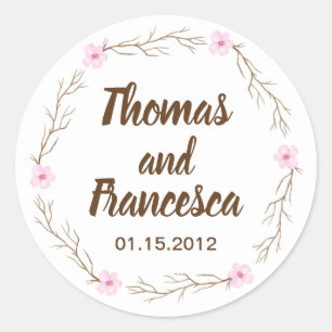 Rond Sticker Mariage d'aquarelle Cherry Blossoms