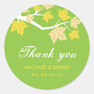 Rond Sticker Mariage de automne Merci Feuille d'érable 
