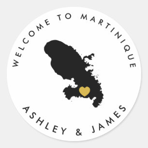 Rond Sticker Mariage de bienvenue Martinique pour boîte