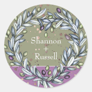 Rond Sticker Mariage de branche d'olivier
