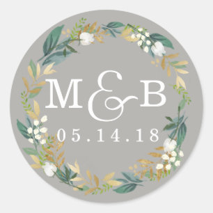 Rond Sticker Mariage de couronne de fleurs