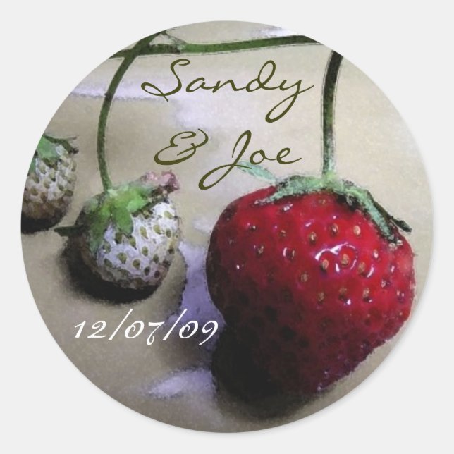 Rond Sticker Mariage de fraises d'été (Devant)