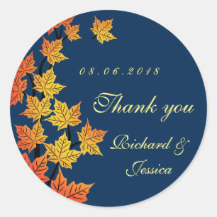 Rond Sticker Mariage de l'automne de la feuille d'érabl