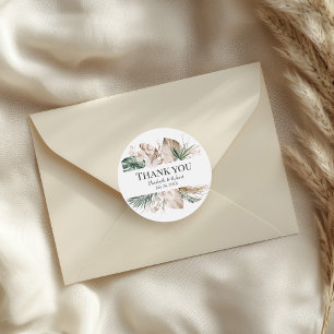 Rond Sticker Mariage de l'orchidée tropicale Monstera