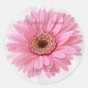 Rond Sticker Mariage de marguerite rose