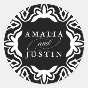 Rond Sticker Mariage de Marrakech Noir