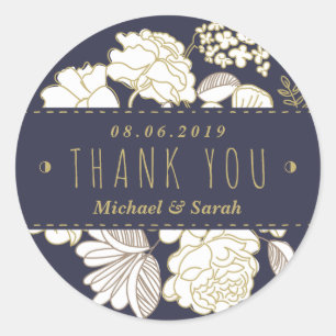 Rond Sticker Mariage de Merci de fleurs de printemps bo