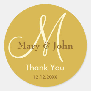 Rond Sticker Mariage de Merci d'or métallique