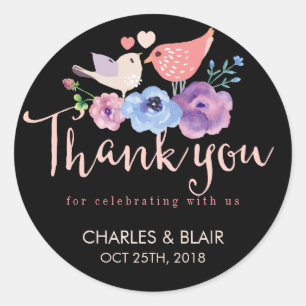 Rond Sticker Mariage de Merci doux coeur