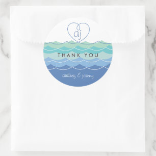 Rond Sticker Mariage de Merci du coeur de la boucle Blu