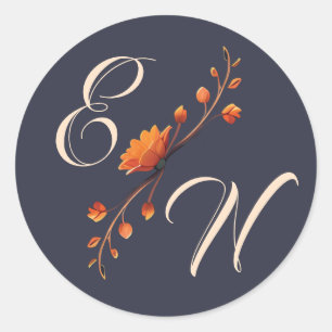 Rond Sticker Mariage de monogramme gothique élégant