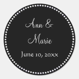 Rond Sticker Mariage de Parties scintillant Faux noir e