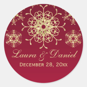 Rond Sticker Mariage de Parties scintillant rouge or