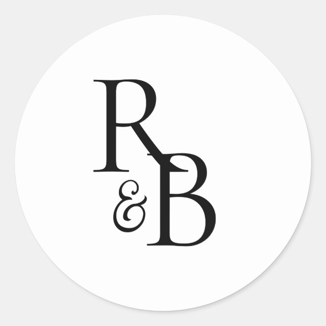 Rond Sticker Mariage d'enveloppe de monogramme Initiale (Devant)